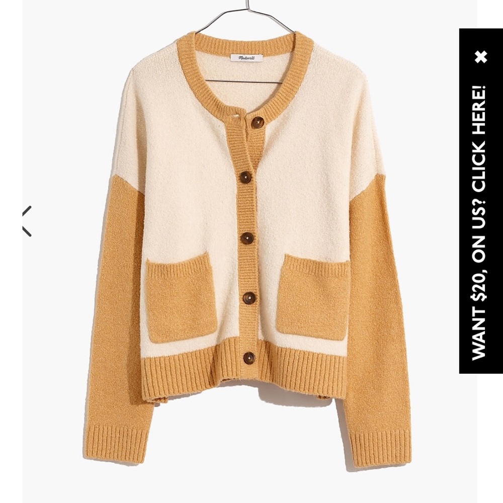Madewell Colorblock Colburne Cardigan Sweater in Coziest Textured Yarn size S